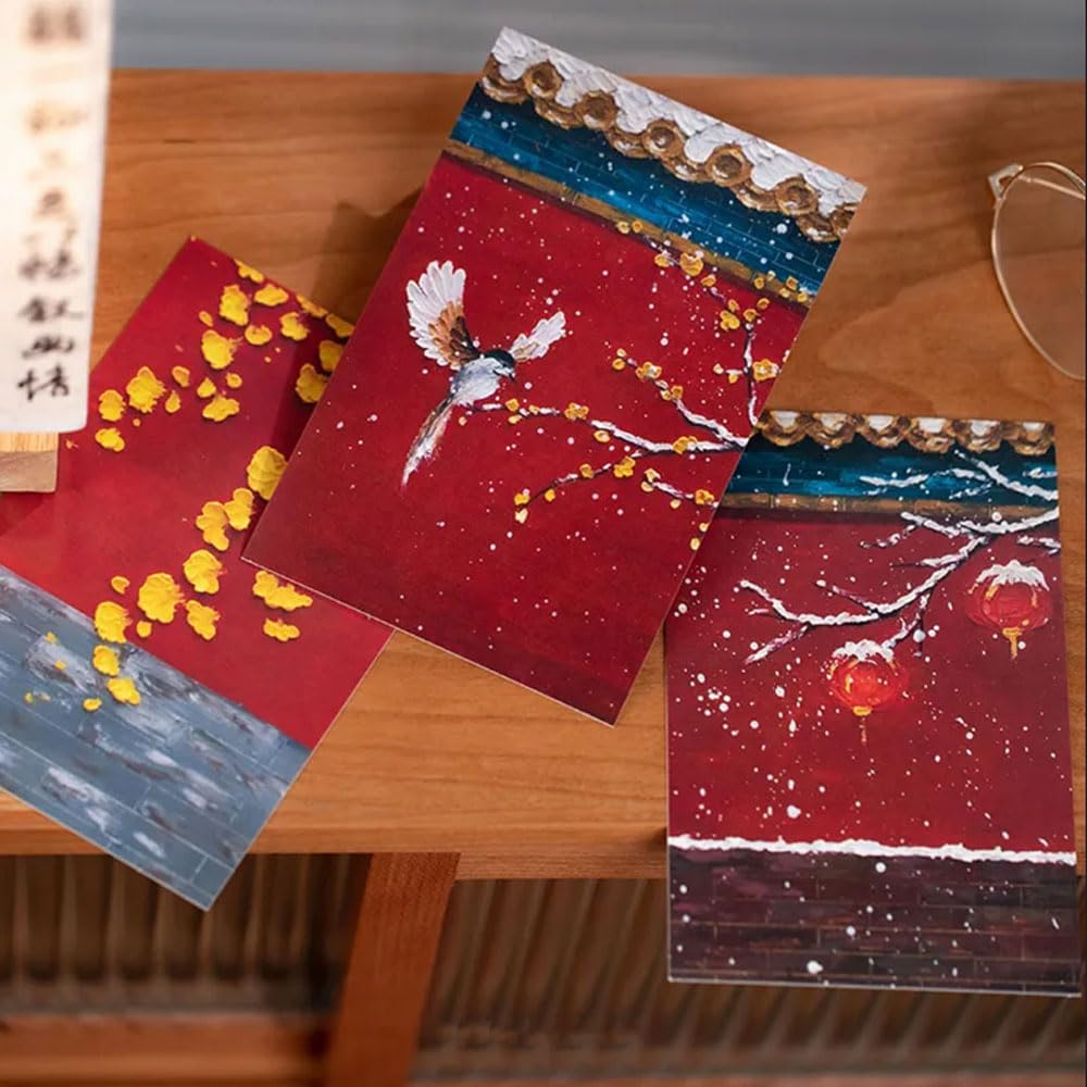 Amazon | 30枚 アジアンアート 3D ビジュアル ポストカード 中国